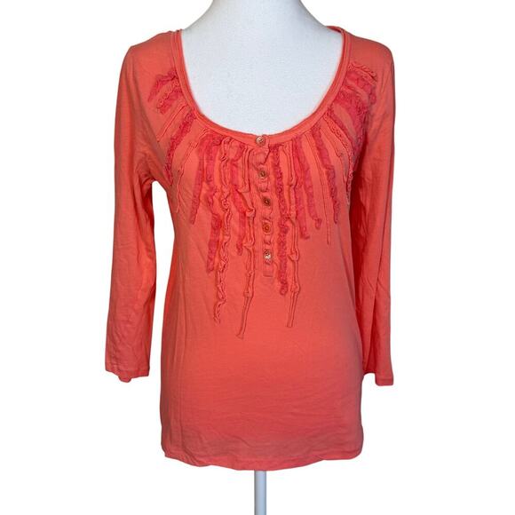 J. Crew 3 Top Bundle Medium Tees Ruffles, Henley, Perfect Fit VGUC Y2K - Picture 4 of 14